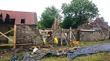 rear wall under demolition